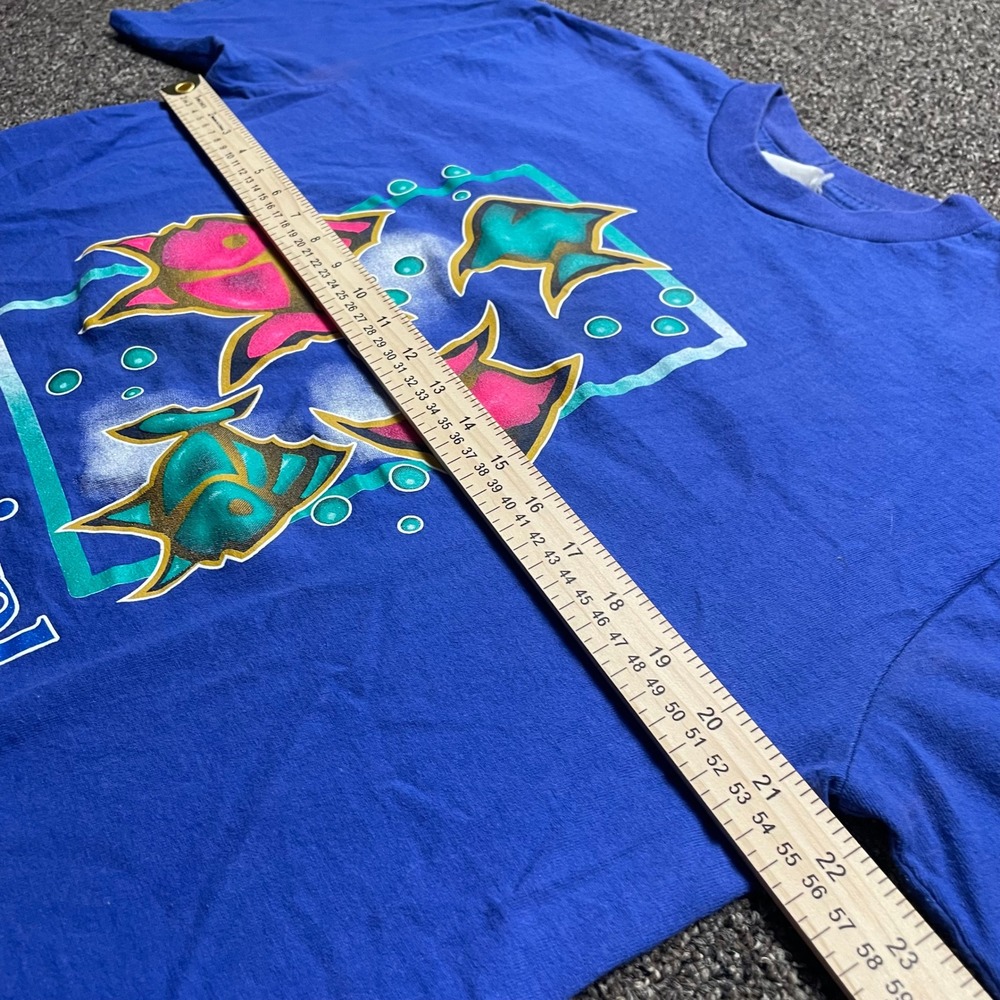 Vintage Carnival Cruise Line Fun Ships T-Shirt Blue Neon Fish Single Stitch L - Picture 5 of 8